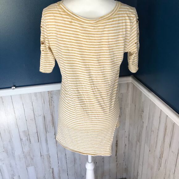 FP Yellow Striped Oversized Destroyed Holey Shirt - Picture 5 of 7